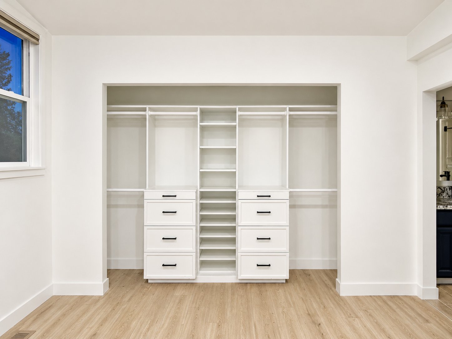 Interior painting of custom white closet built-ins with a flawless finish in Northern Nevada