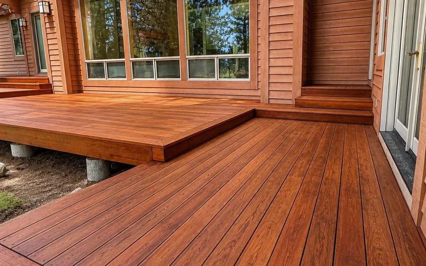 Richly stained wood deck